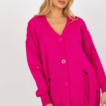 Sweter Kardigan Model LC-SW-8042.08X Fuksja – Rue Paris