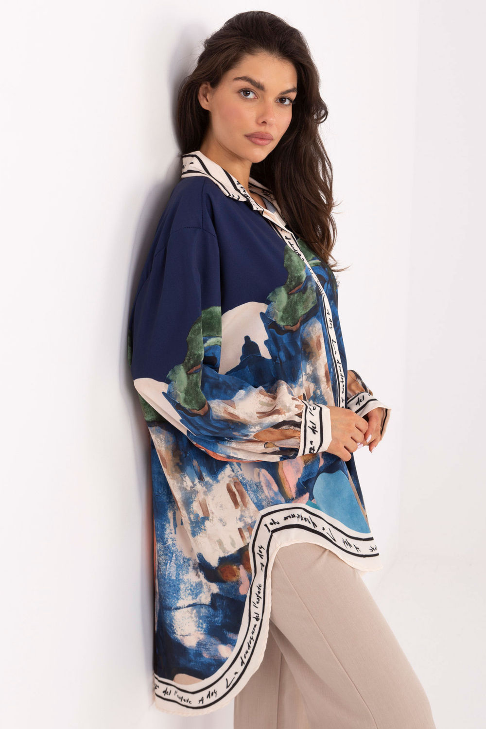 Koszula Damska Model IT-KS-18729.12 Navy - Rue Paris - obrazek 3