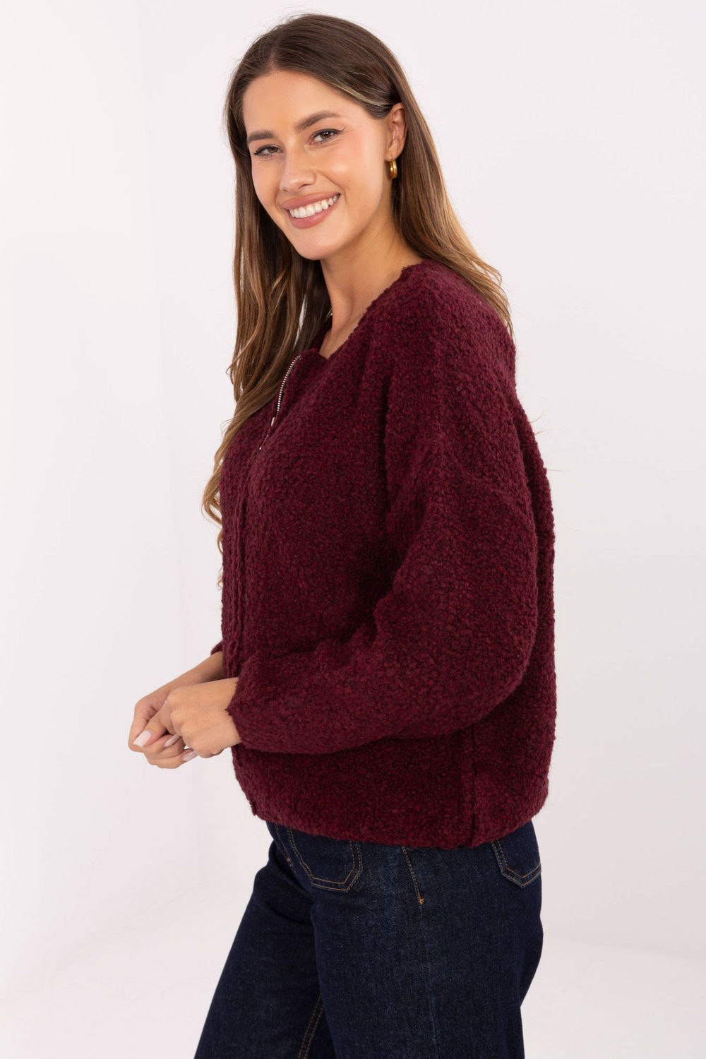 Sweter Damski Model MI-SW-3WB219.21 Bordo - Rue Paris - obrazek 3