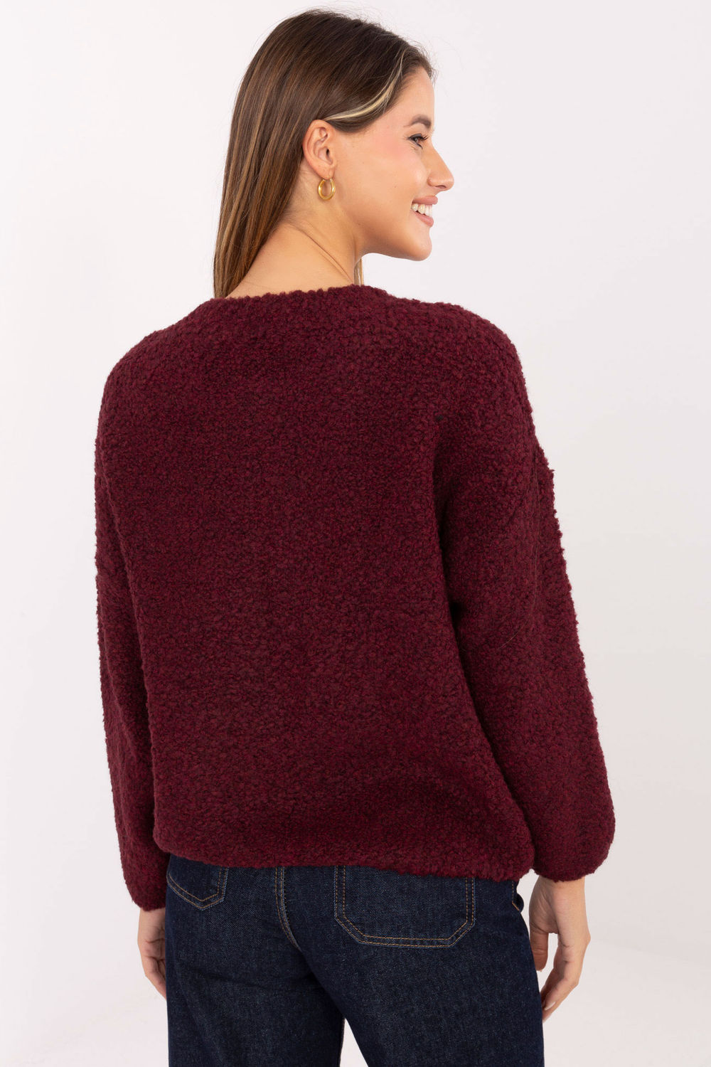 Sweter Damski Model MI-SW-3WB219.21 Bordo - Rue Paris - obrazek 4