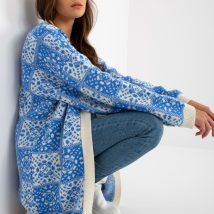 Sweter Kardigan Model LC-SW-0301.45P White/Blue – Rue Paris