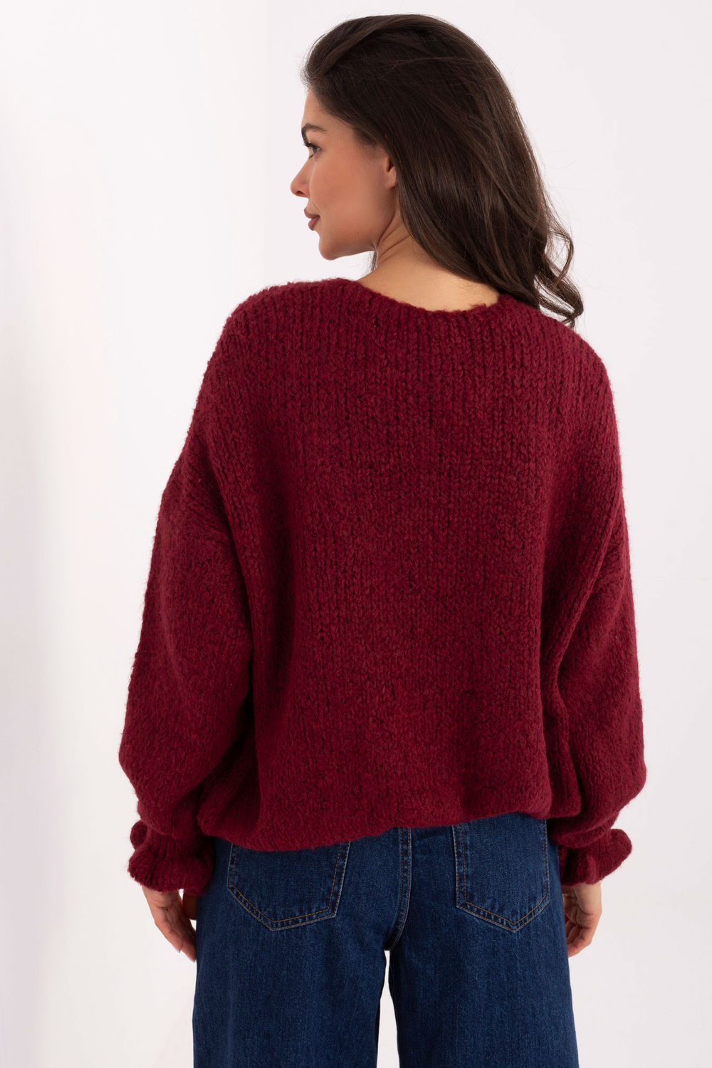 Sweter Kardigan Model MI-SW-0904.82 Bordo - Rue Paris - obrazek 4