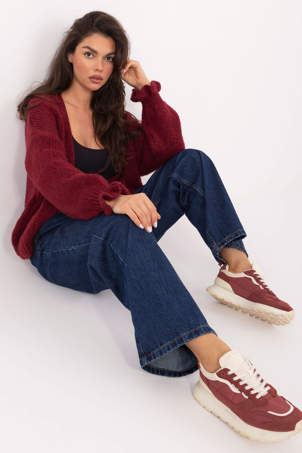 Sweter Kardigan Model MI-SW-0904.82 Bordo - Rue Paris - obrazek 5