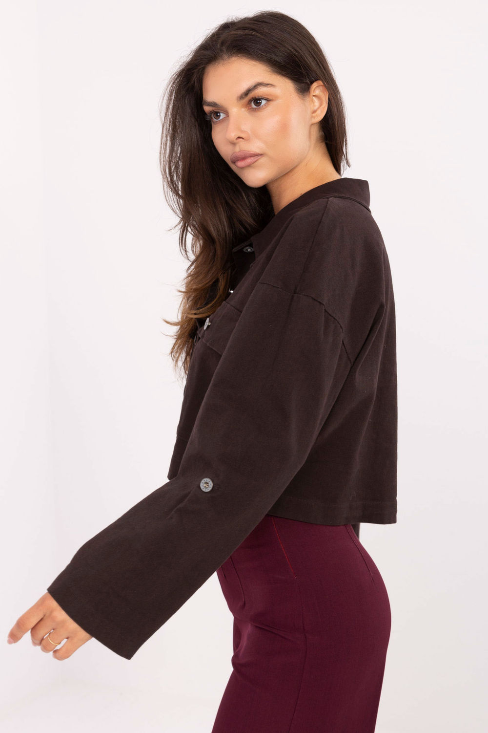 Kurtka Damska Model IT-KR-FL7029.72 Dark Brown - Rue Paris - obrazek 3