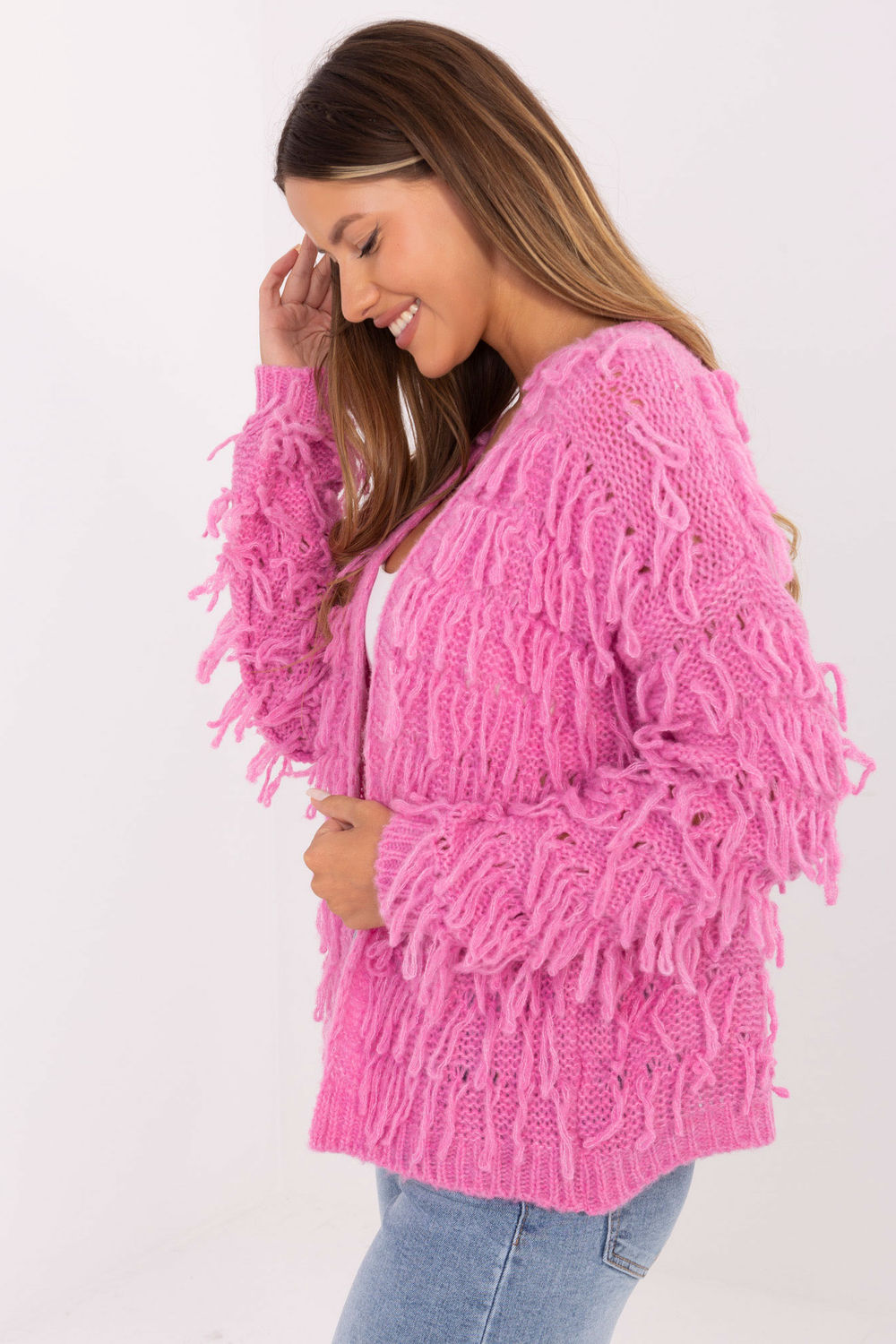 Sweter Kardigan Model MI-SW-1308.21 Pink - Rue Paris - obrazek 3