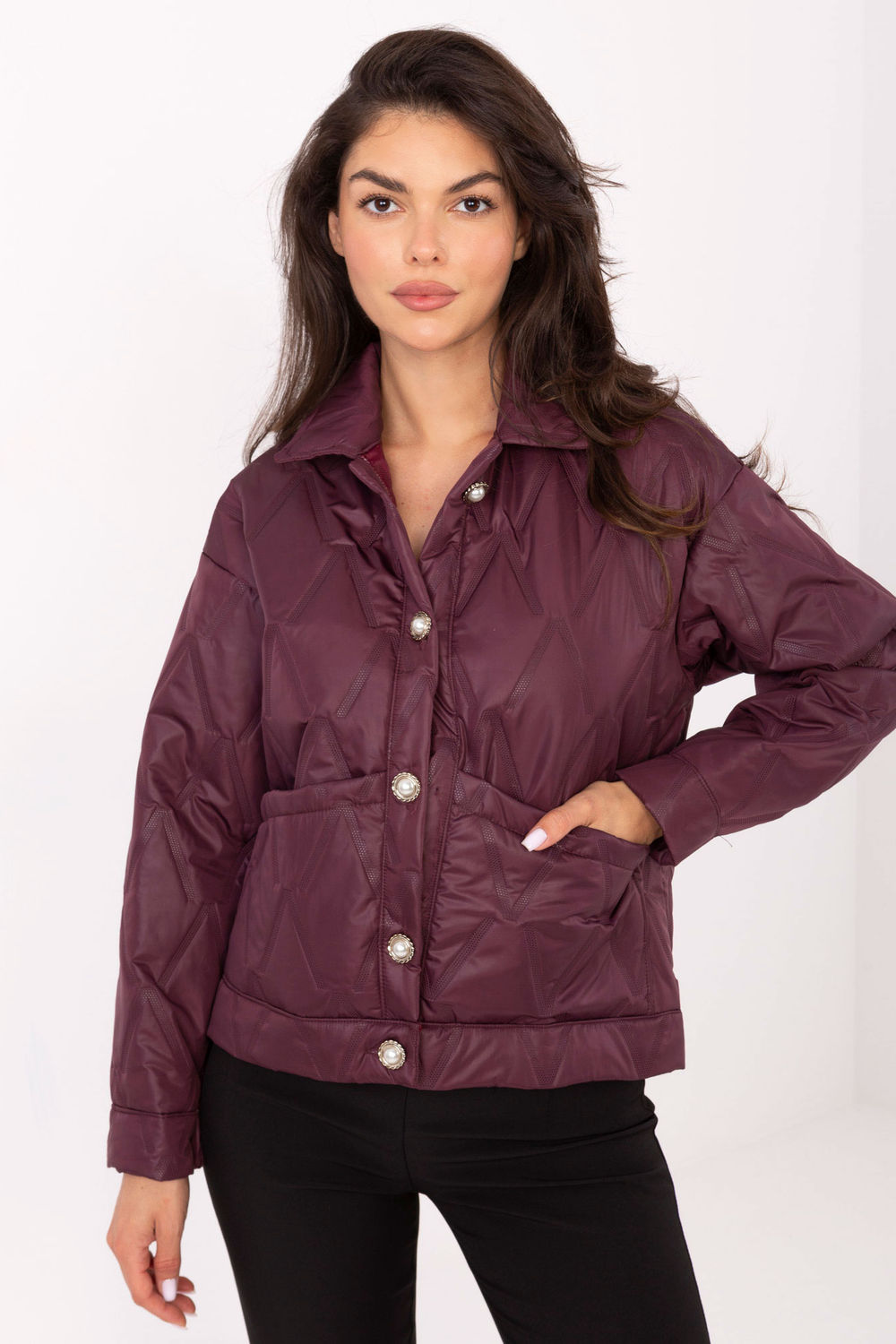 Kurtka Damska Model IT-KR-FL9626.77 Bordo - Rue Paris