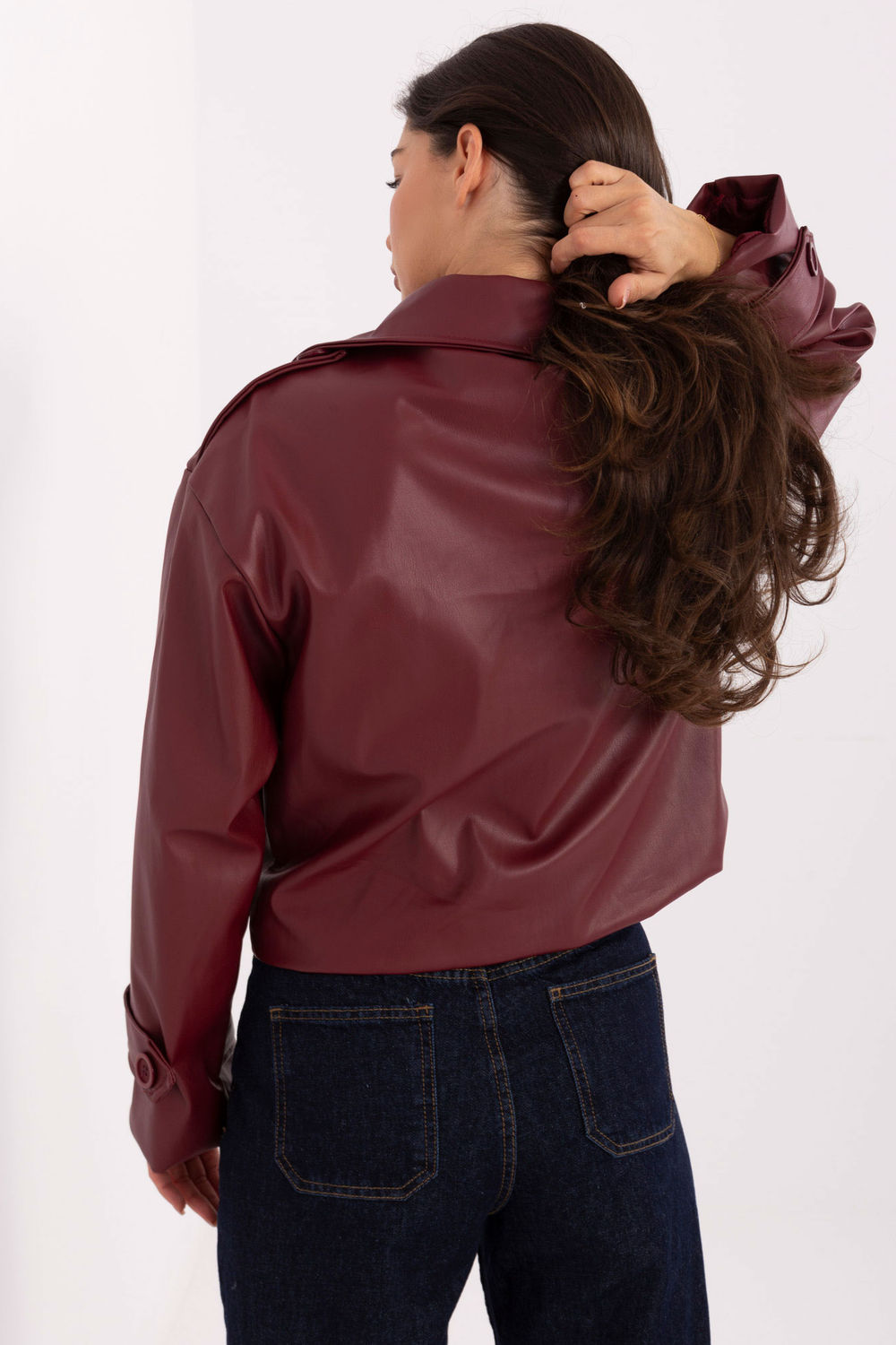 Płaszcz Damski Model IT-KR-FL9558.60 Bordo - Rue Paris - obrazek 4