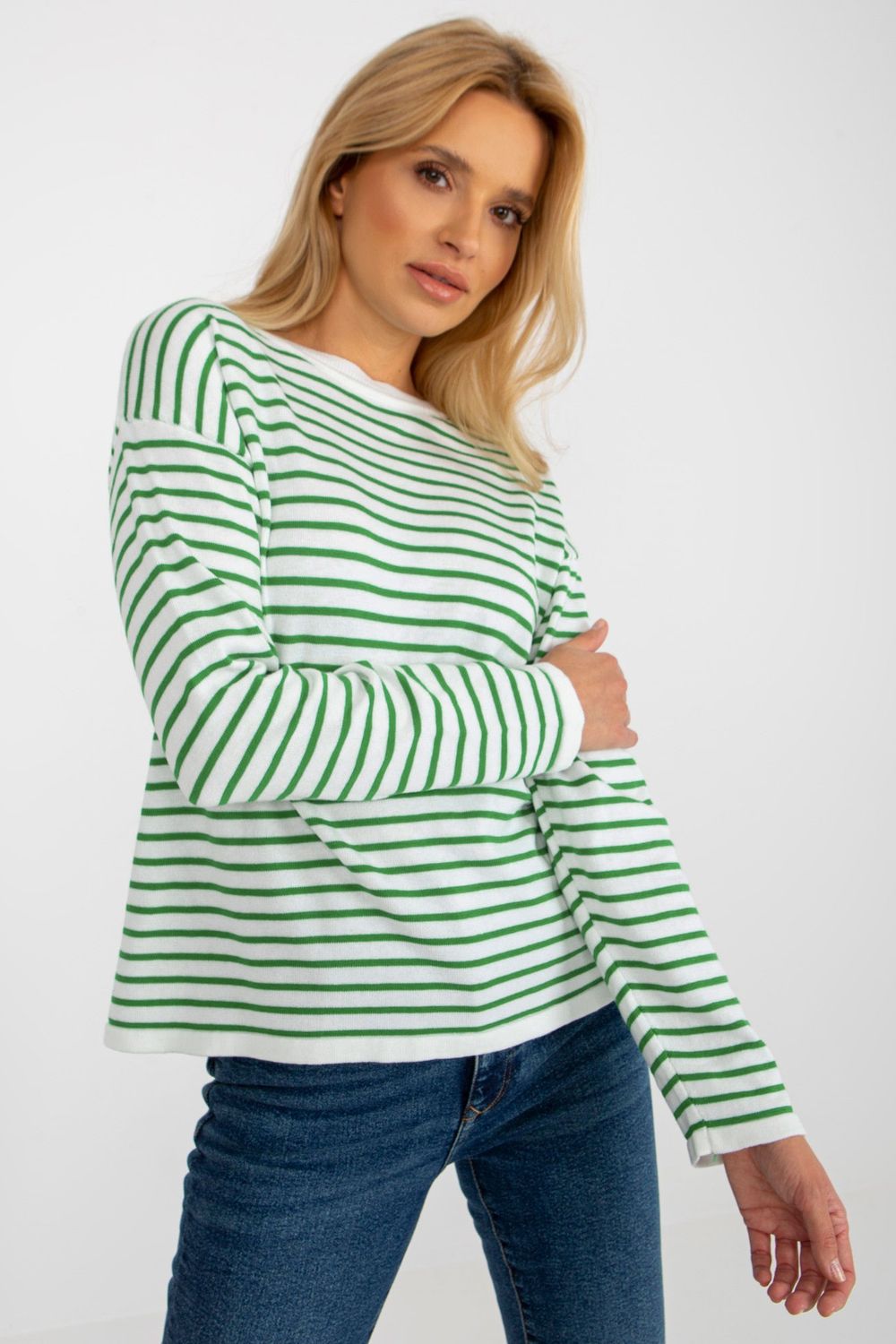 Sweter Damski Model LC-SW-6006.22 White/Green - Rue Paris - obrazek 3