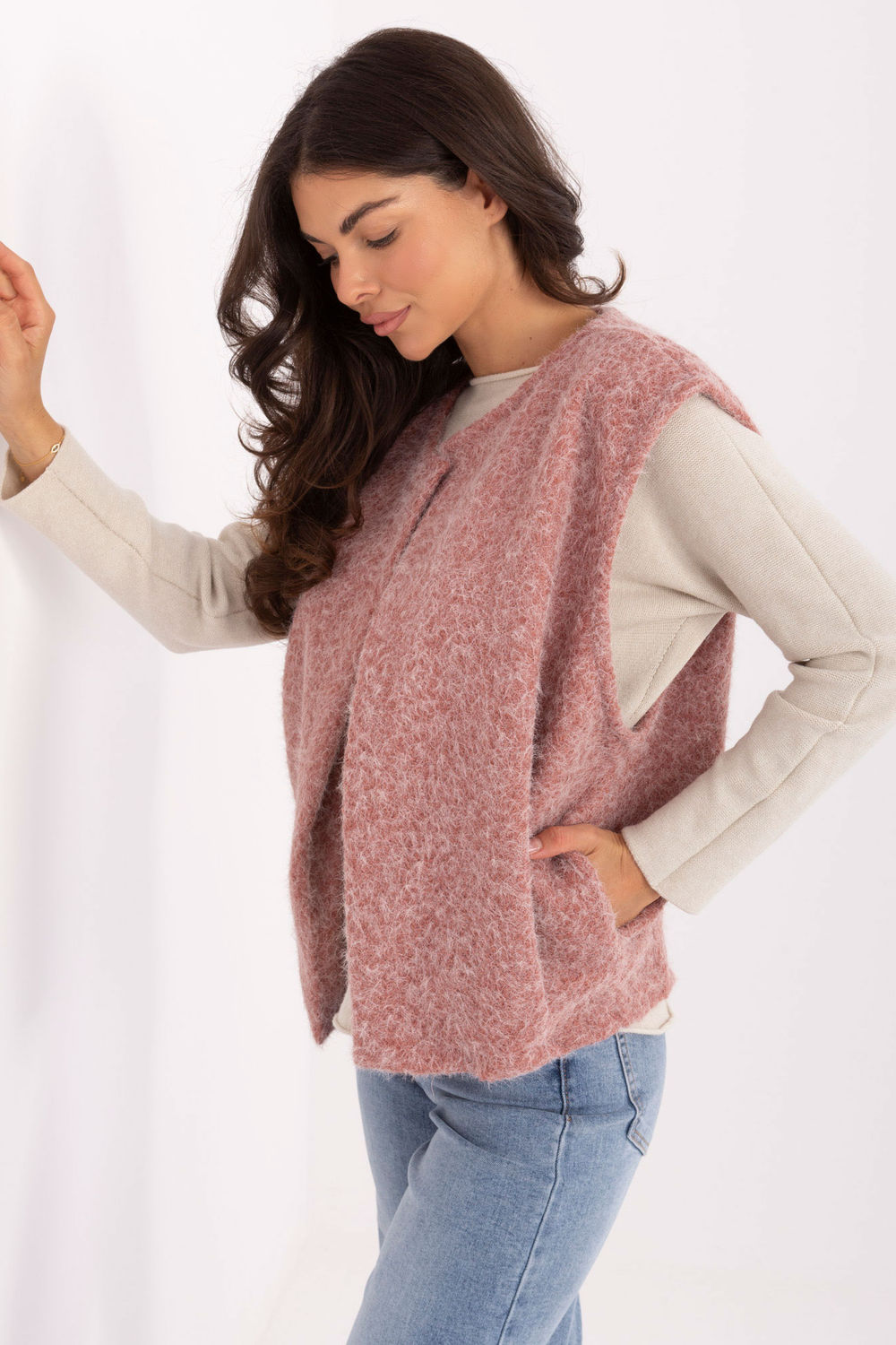 Kamizelka Model IT-KZ-FL9622.29P Dark Pink - Rue Paris - obrazek 3