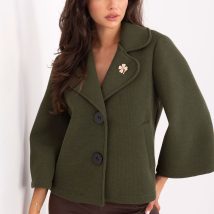 Płaszcz Damski Model IT-KR-FL8159.24 Khaki – Rue Paris