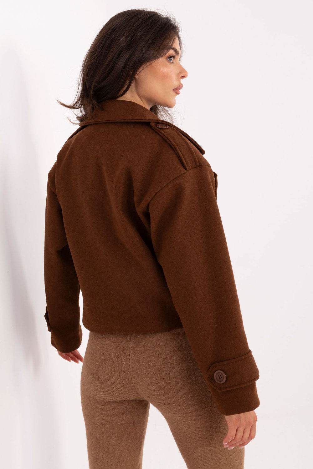 Płaszcz Damski Model IT-KR-A9558.62 Brown - Rue Paris - obrazek 4