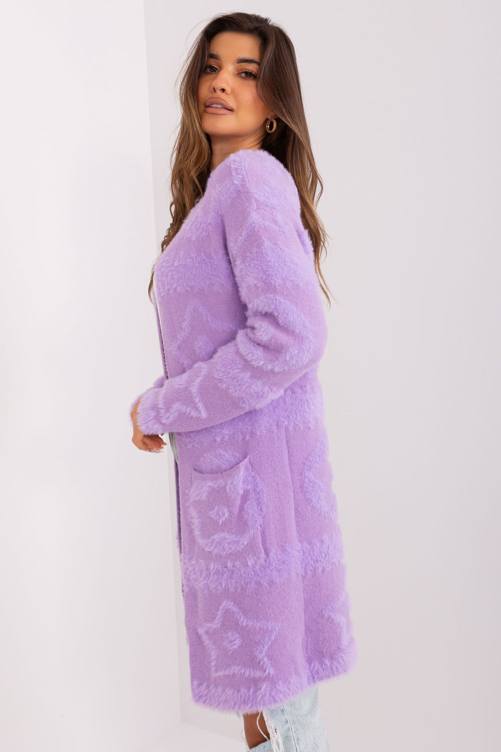 Sweter Kardigan Model AT-SW-234503.00P Light Violet - AT - obrazek 3