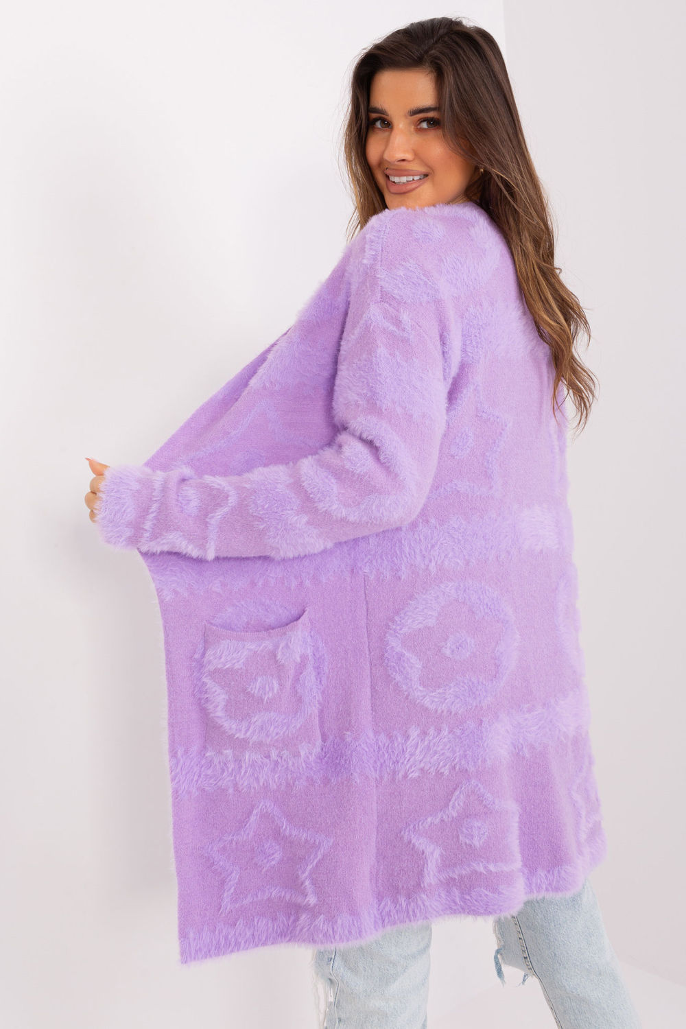 Sweter Kardigan Model AT-SW-234503.00P Light Violet - AT - obrazek 4