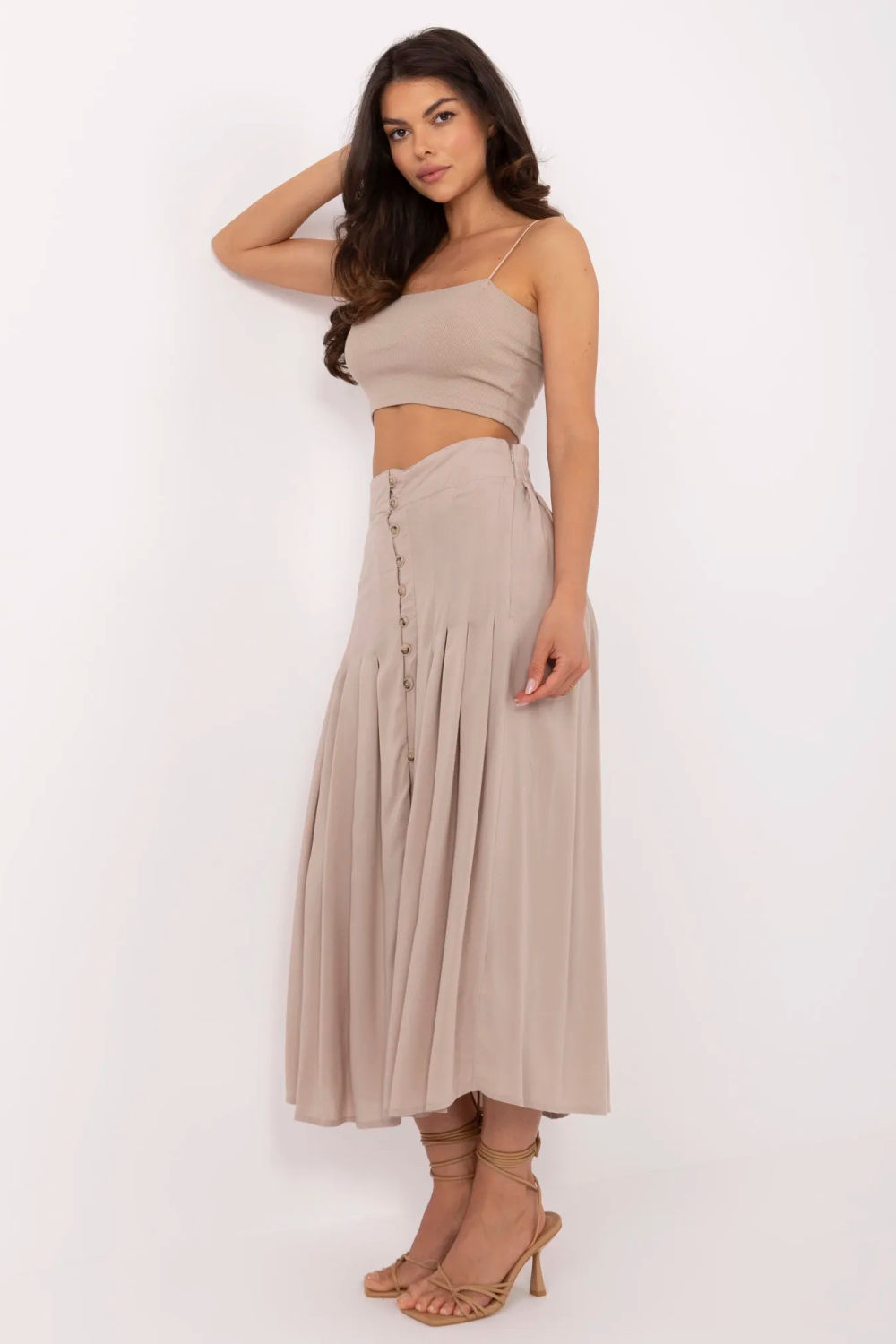 Spódnica Model D73761M50187B Dark Beige - Sublevel - obrazek 3