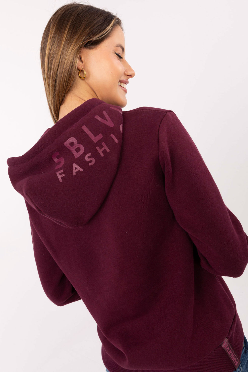 Bluza Damska Model D10600BI02690A8NO Bordo - Sublevel - obrazek 4