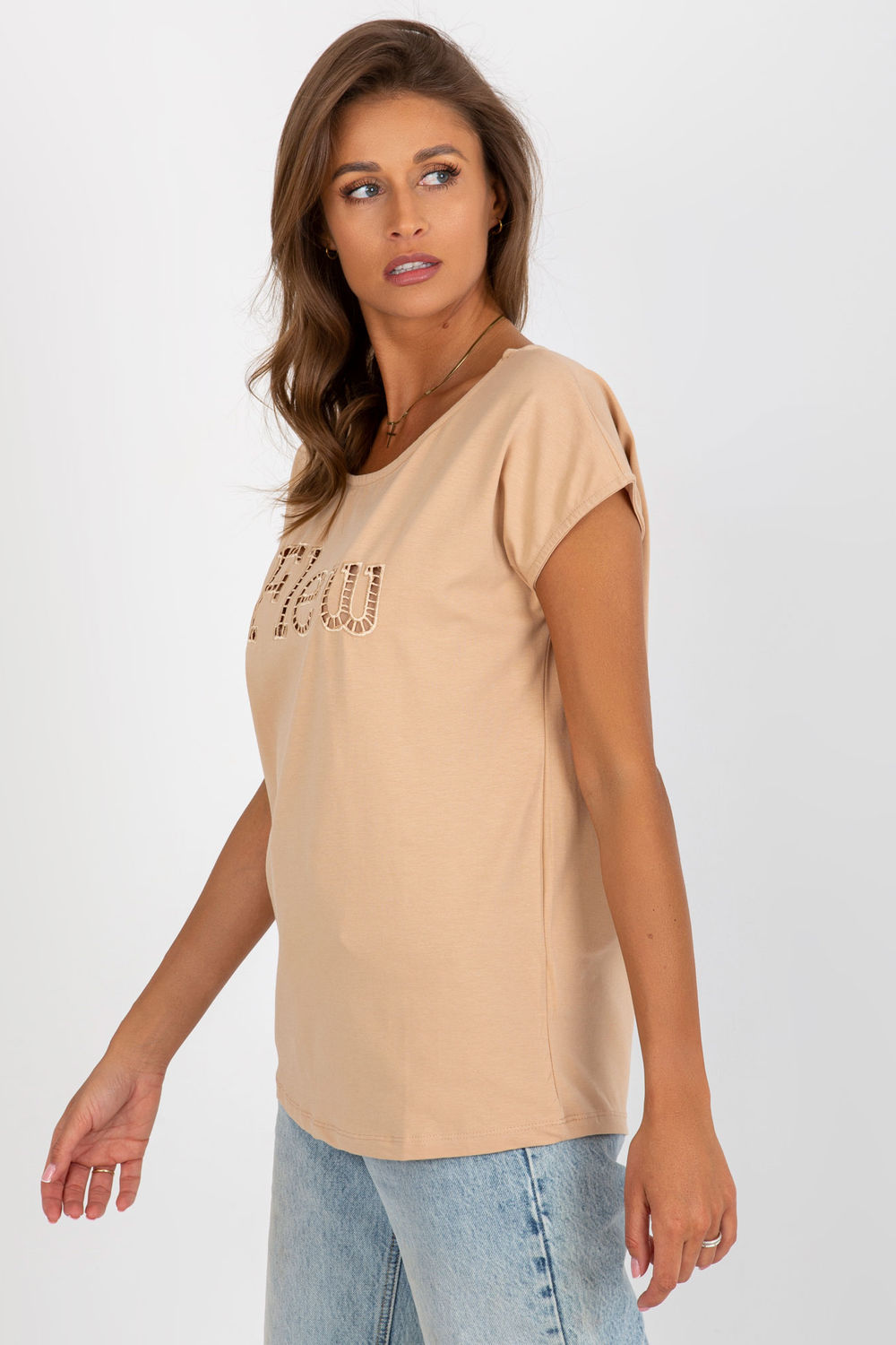 T-shirt Damski Model FA-TS-8515.46 Camel - Fancy - obrazek 4