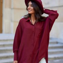 Koszula Damska Model Elisa BOR BLU0192 Bordo – Roco Fashion