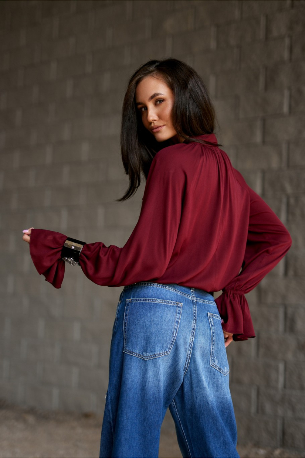 Bluzka Model Isabel BOR BLU0217 Bordo - Roco Fashion - obrazek 4