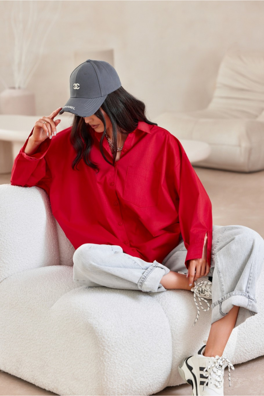 Koszula Damska Model Carolina CZE BLU0155 Red - Roco Fashion - obrazek 3