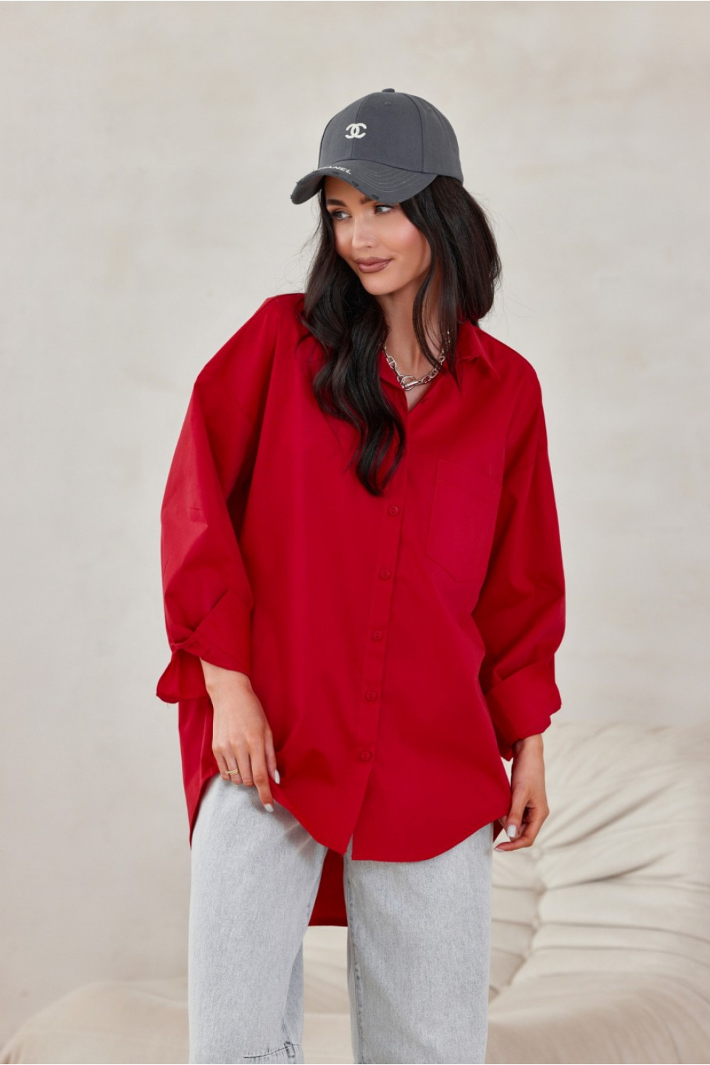 Koszula Damska Model Carolina CZE BLU0155 Red - Roco Fashion - obrazek 5