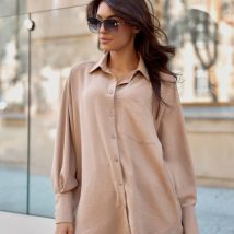 Koszula Damska Model Olena BEZ BLU0190 Beige – Roco Fashion