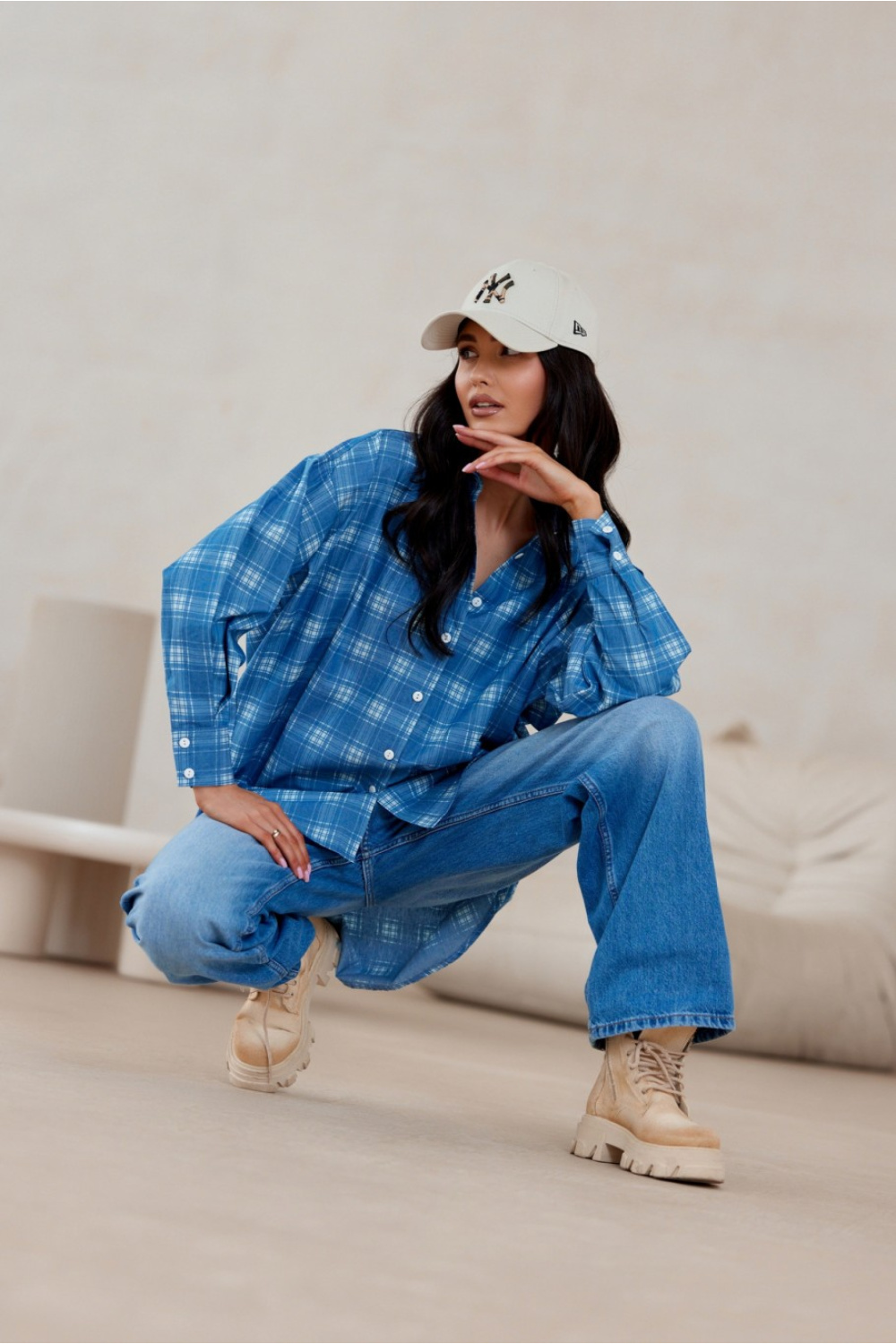 Koszula Damska Model Olly BLU0198-A29 Blue - Roco Fashion - obrazek 3