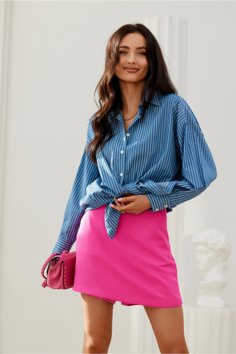 Koszula Damska Model Olly BLU0198- A28 Blue - Roco Fashion - obrazek 5