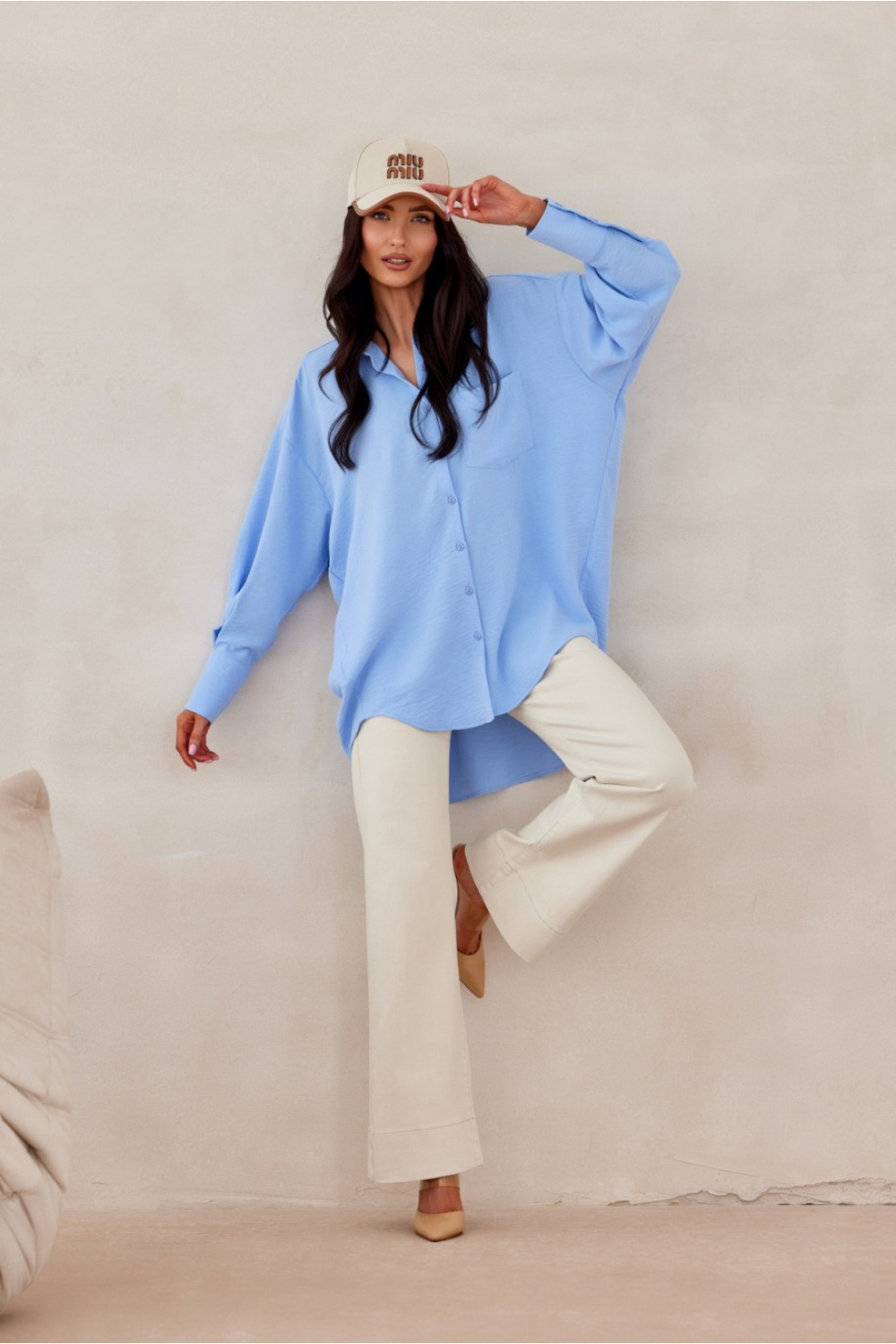 Koszula Damska Model Elisa NIE BLU0192 Blue - Roco Fashion - obrazek 3