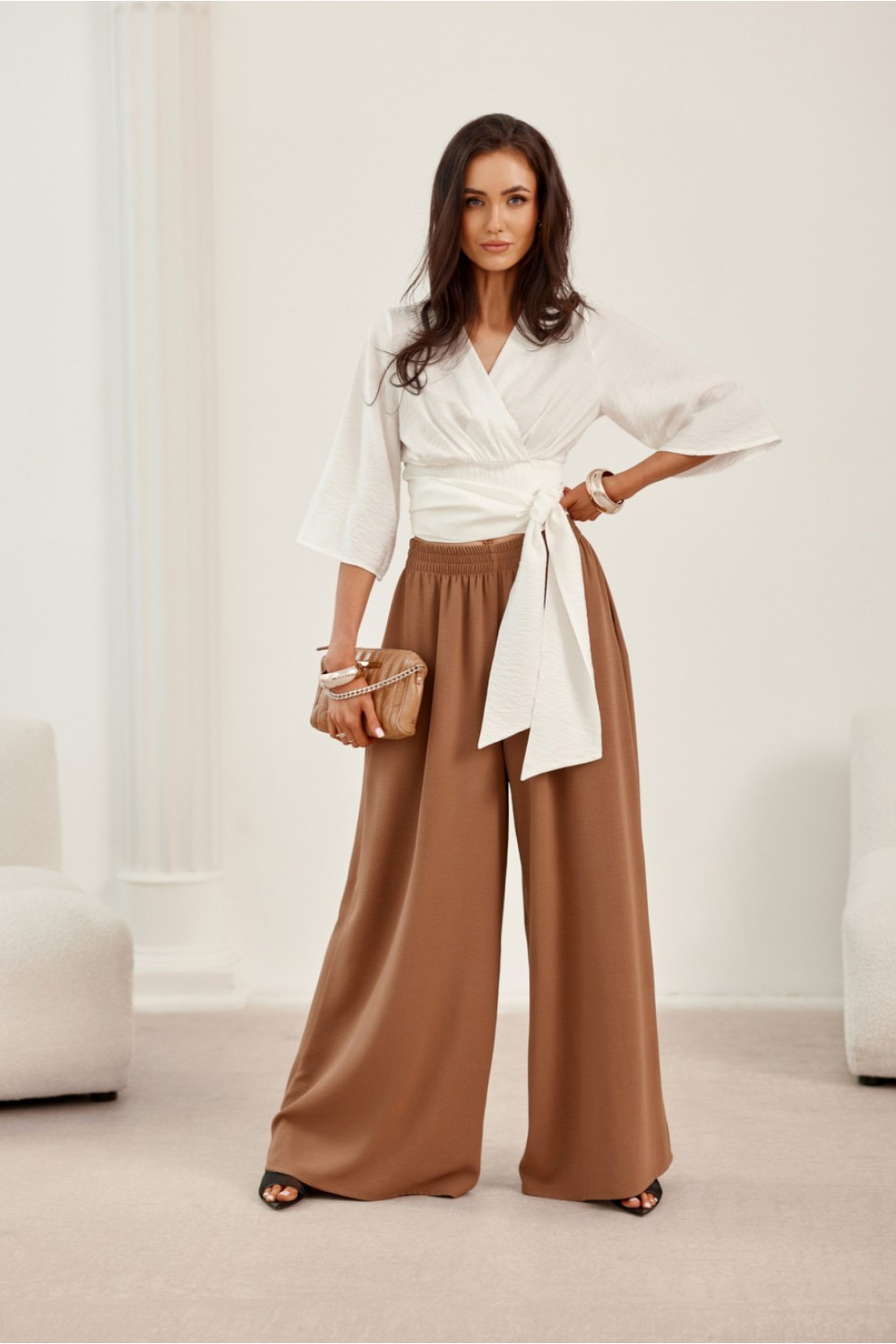 Spodnie Damskie Model Lara BRA SPD0046 Brown - Roco Fashion - obrazek 3