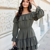 Sukienka Model Almeria KHC SUK0297 Khaki – Roco Fashion