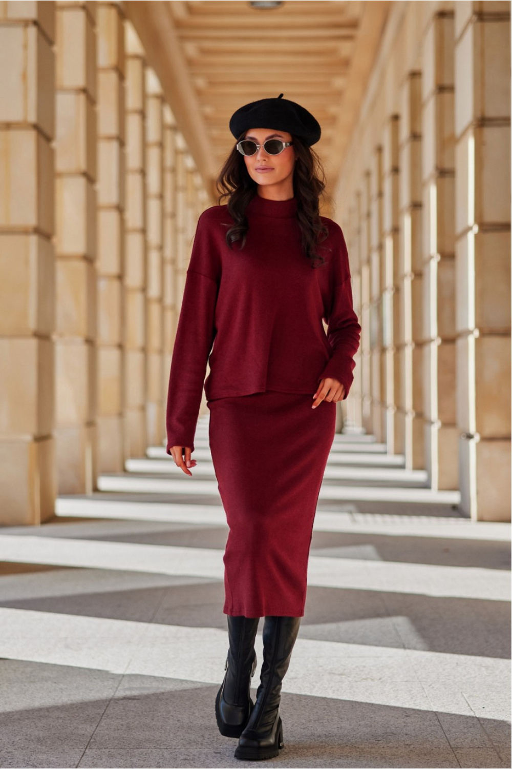 Spódnica Model Carmen BOR SPO0043 Bordo - Roco Fashion - obrazek 3