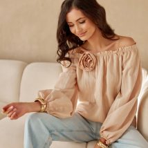 Bluzka Model Monaco BEZ BLU0206 Beige – Roco Fashion