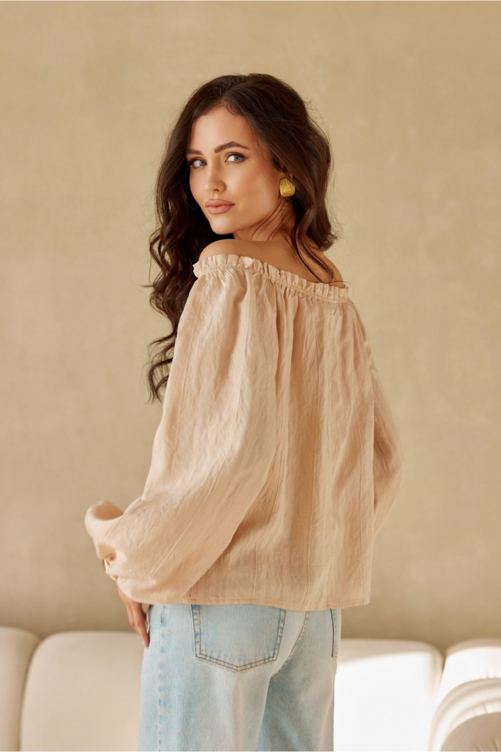 Bluzka Model Monaco BEZ BLU0206 Beige - Roco Fashion - obrazek 4