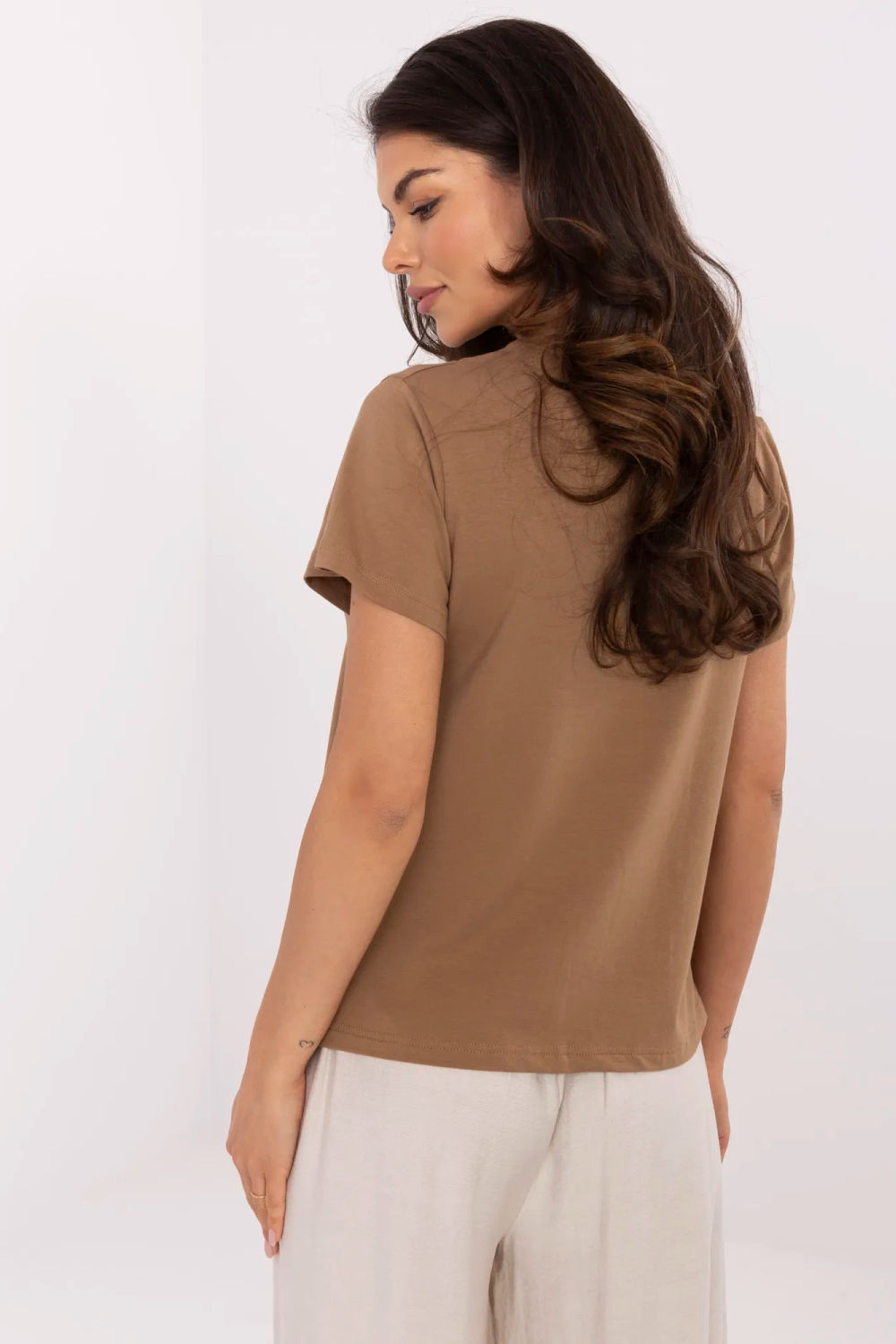 Tshirt Damski Model CLM-TS-1704.85 Light Brown - Factory Price - obrazek 4