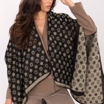 Sweter Poncho Model AT-PN-7661.89 Black/Beige – Factory Price