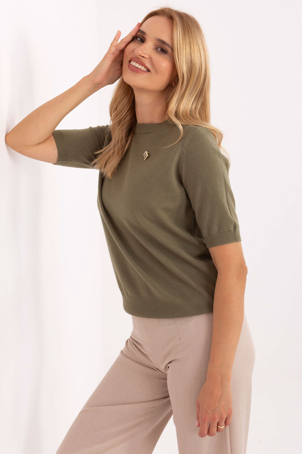 Sweter Damski Model PM-SW-Y2508.33 Khaki - Factory Price - obrazek 3