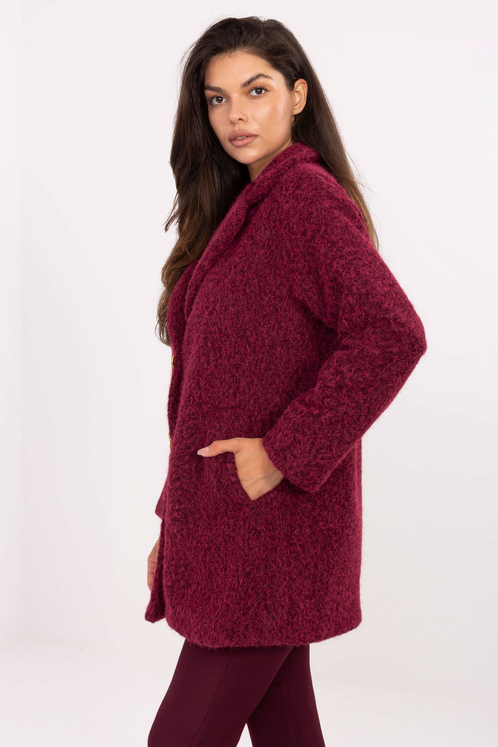 Płaszcz Damski Model IT-PL-96775.19P Bordo - Factory Price - obrazek 3