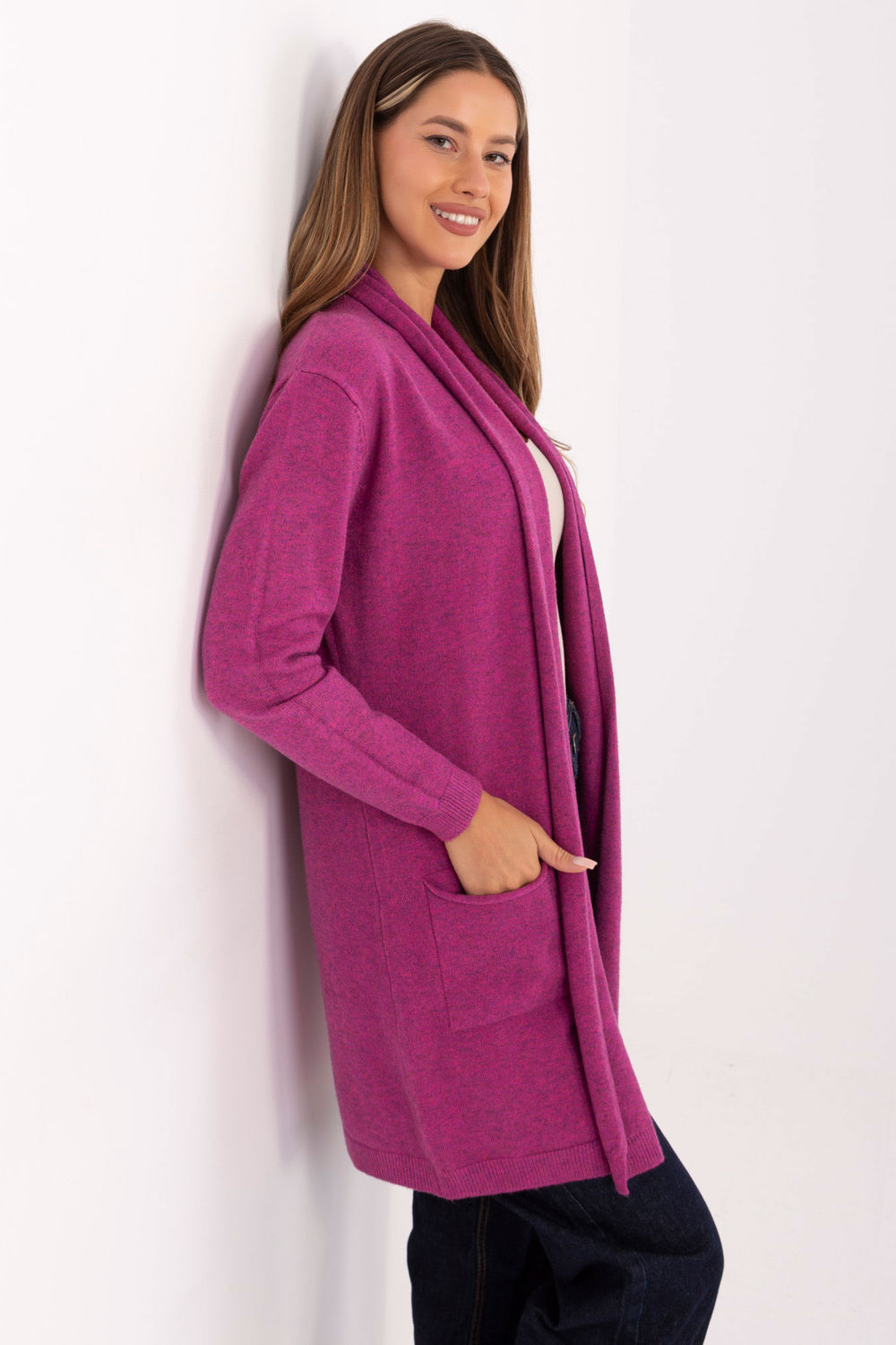 Sweter Kardigan Model PM-SW-8307.03 Fuksja - Factory Price - obrazek 3