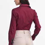 Koszula z wstawkami K82 Bordo - Nife - obrazek 4