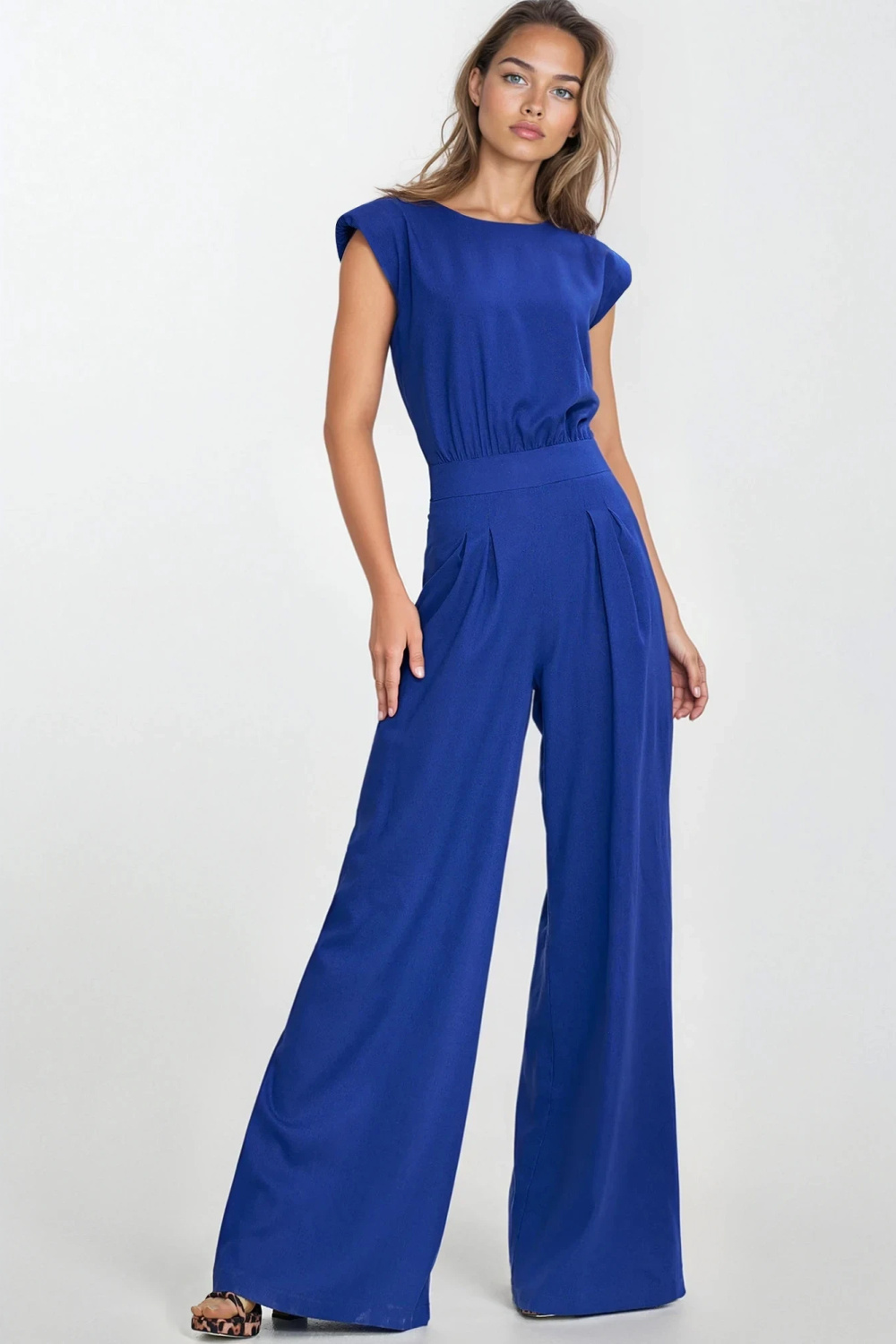 Kombinezon z rayonu z nogawkami palazzo KM42 Indygo - Nife