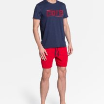 Piżama Męska Model Oxford 38285-59X Navy/Red – Henderson