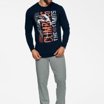 Piżama Męska Model Block 40023-59X Navy/Grey – Henderson