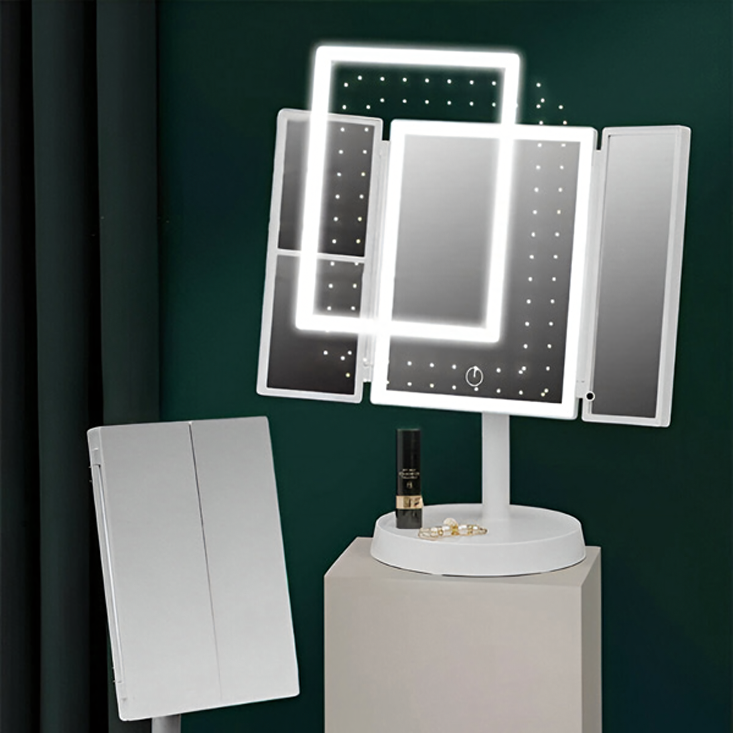 Lusterko Kosmetyczne Podświetlane Led Rozkładane Lustro do Makijażu x3 - obrazek 5