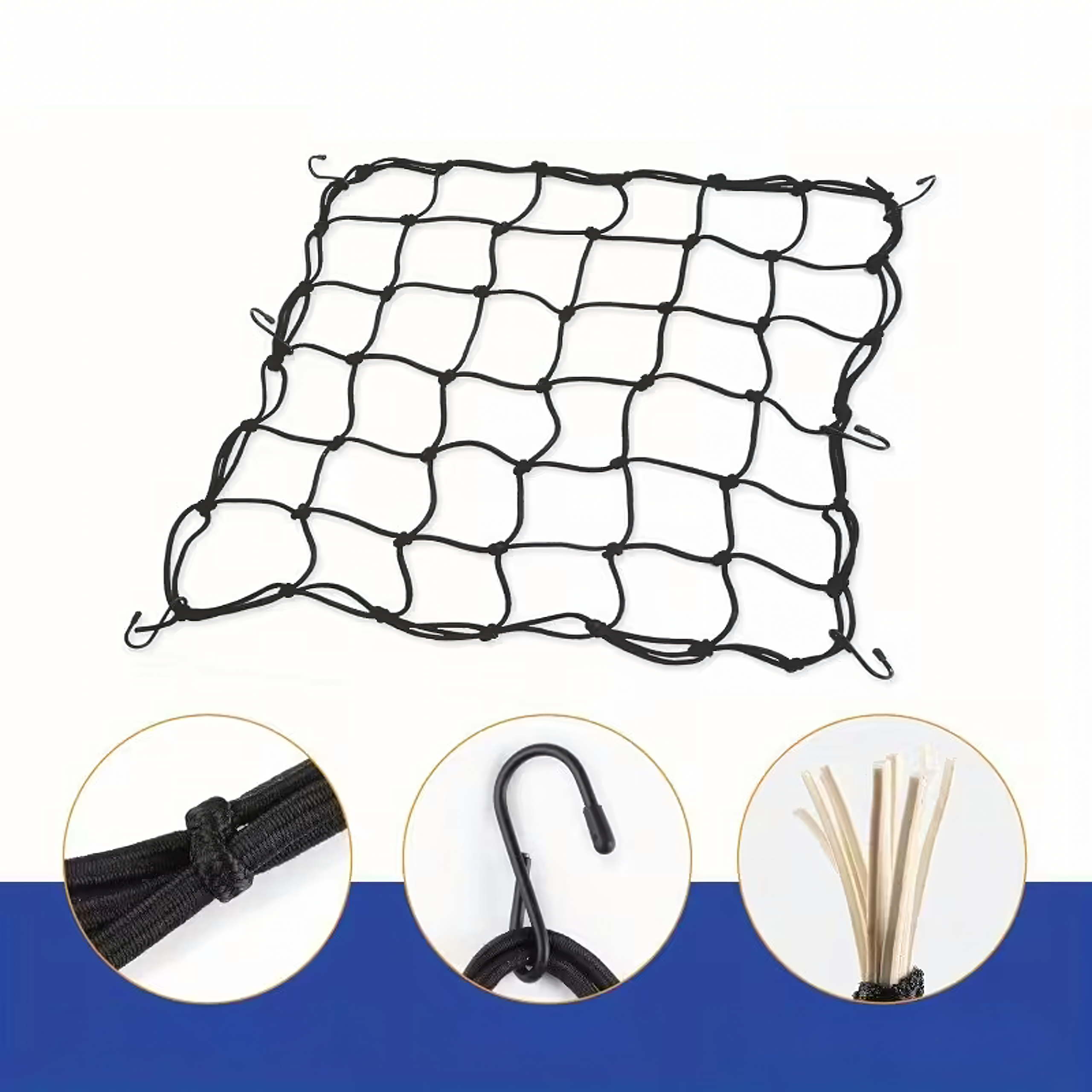 Siatka Guma Bagażowa na Kask Kufer Quad Motocyklowa Rowerowa Haki 30x30cm