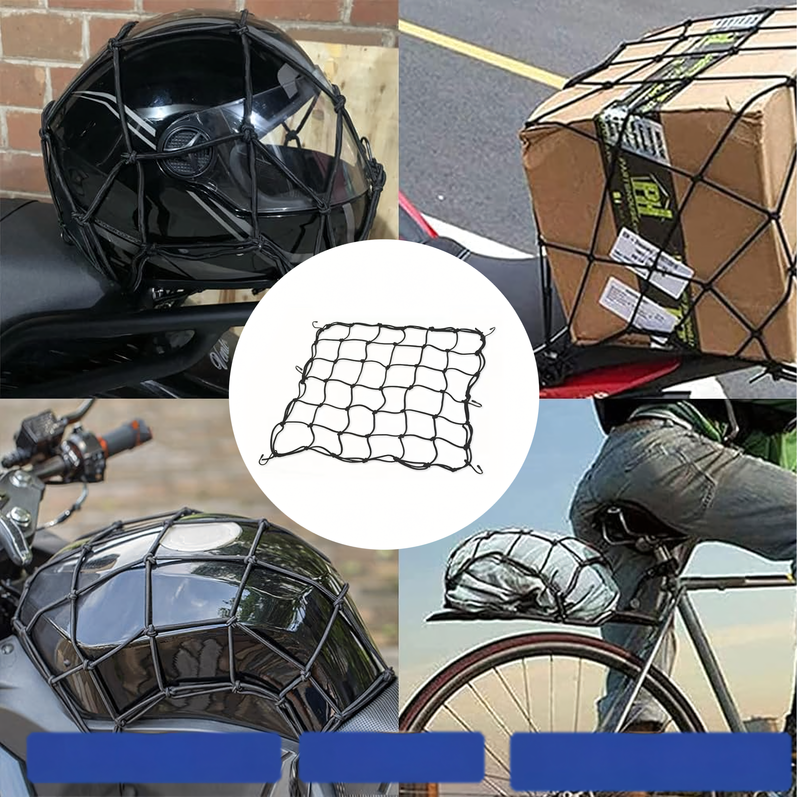Siatka Guma Bagażowa na Kask Kufer Quad Motocyklowa Rowerowa Haki 30x30cm - obrazek 3
