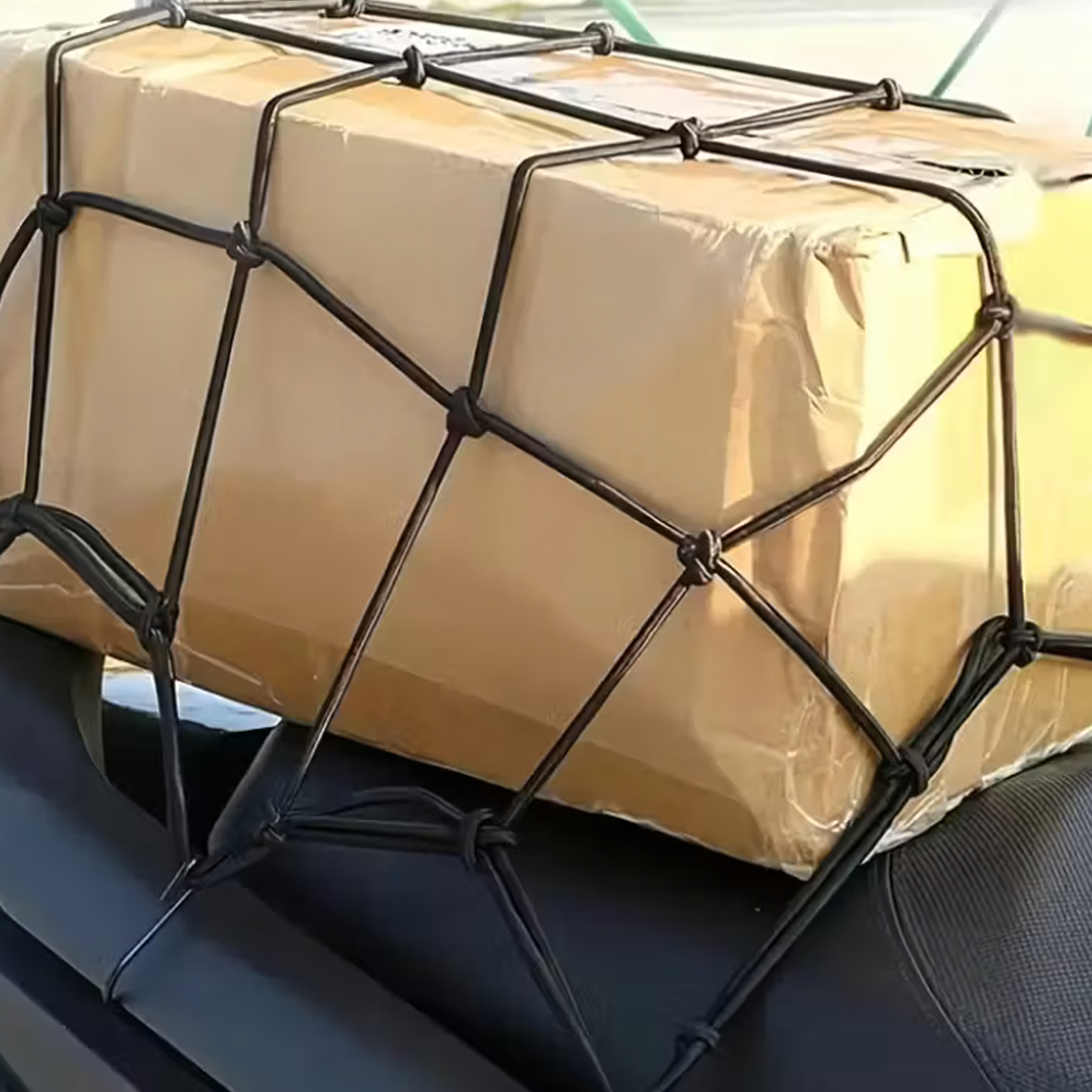 Siatka Guma Bagażowa na Kask Kufer Quad Motocyklowa Rowerowa Haki 30x30cm - obrazek 7