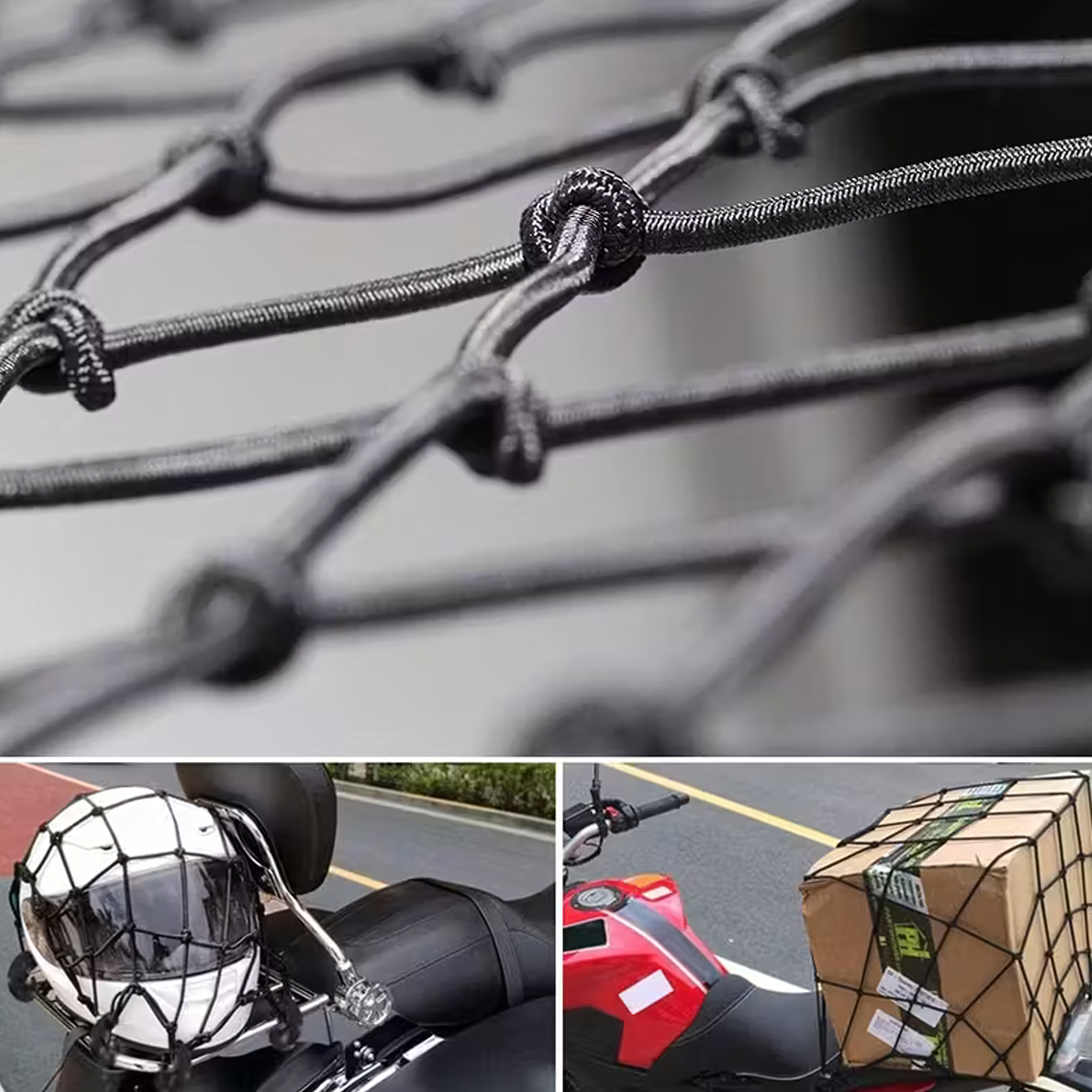 Siatka Guma Bagażowa na Kask Kufer Quad Motocyklowa Rowerowa Haki 30x30cm - obrazek 9