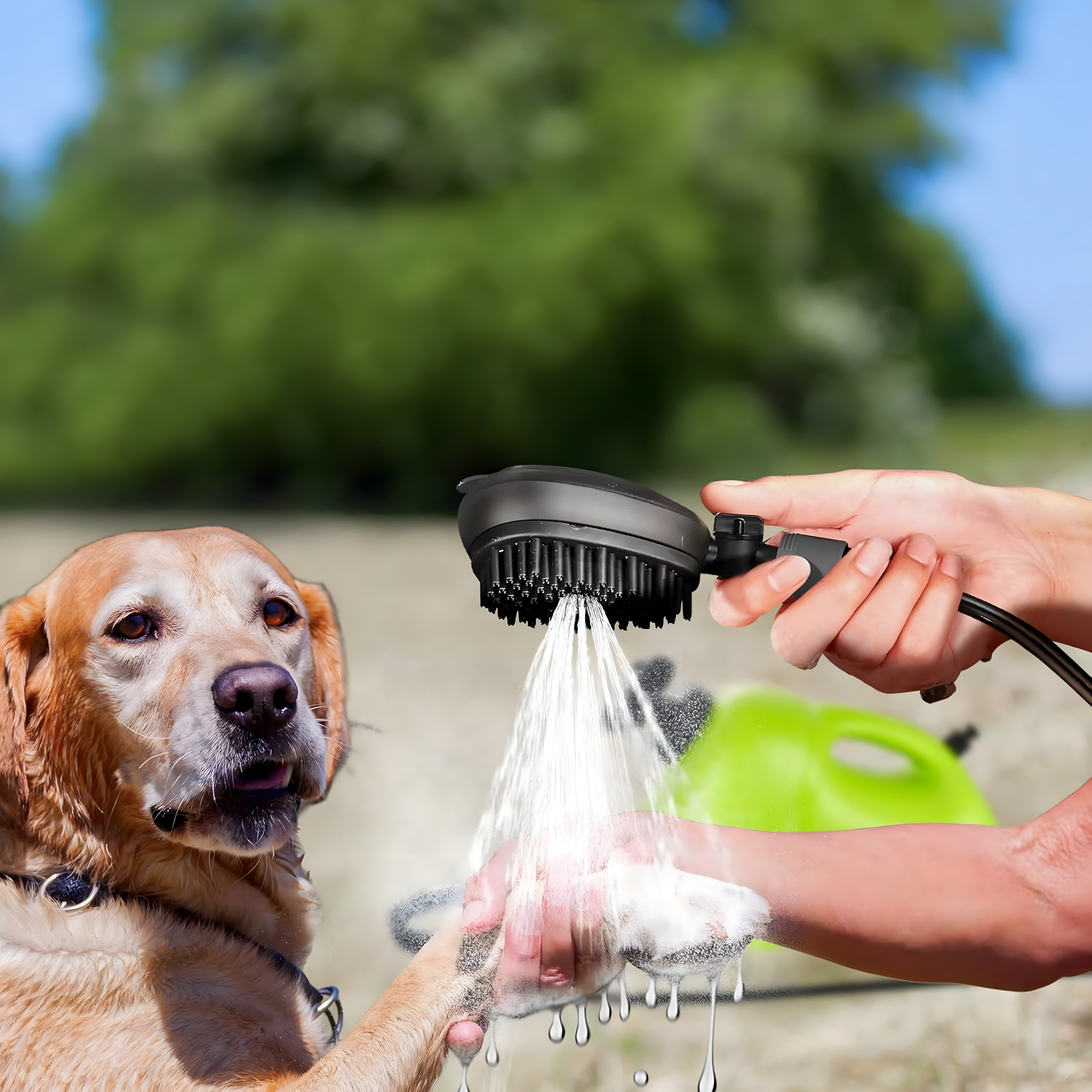 Przenośna Myjka Dla Psa Kota Zwierząt Masażer Szczotka do Kąpieli Ręczna 8L - obrazek 4