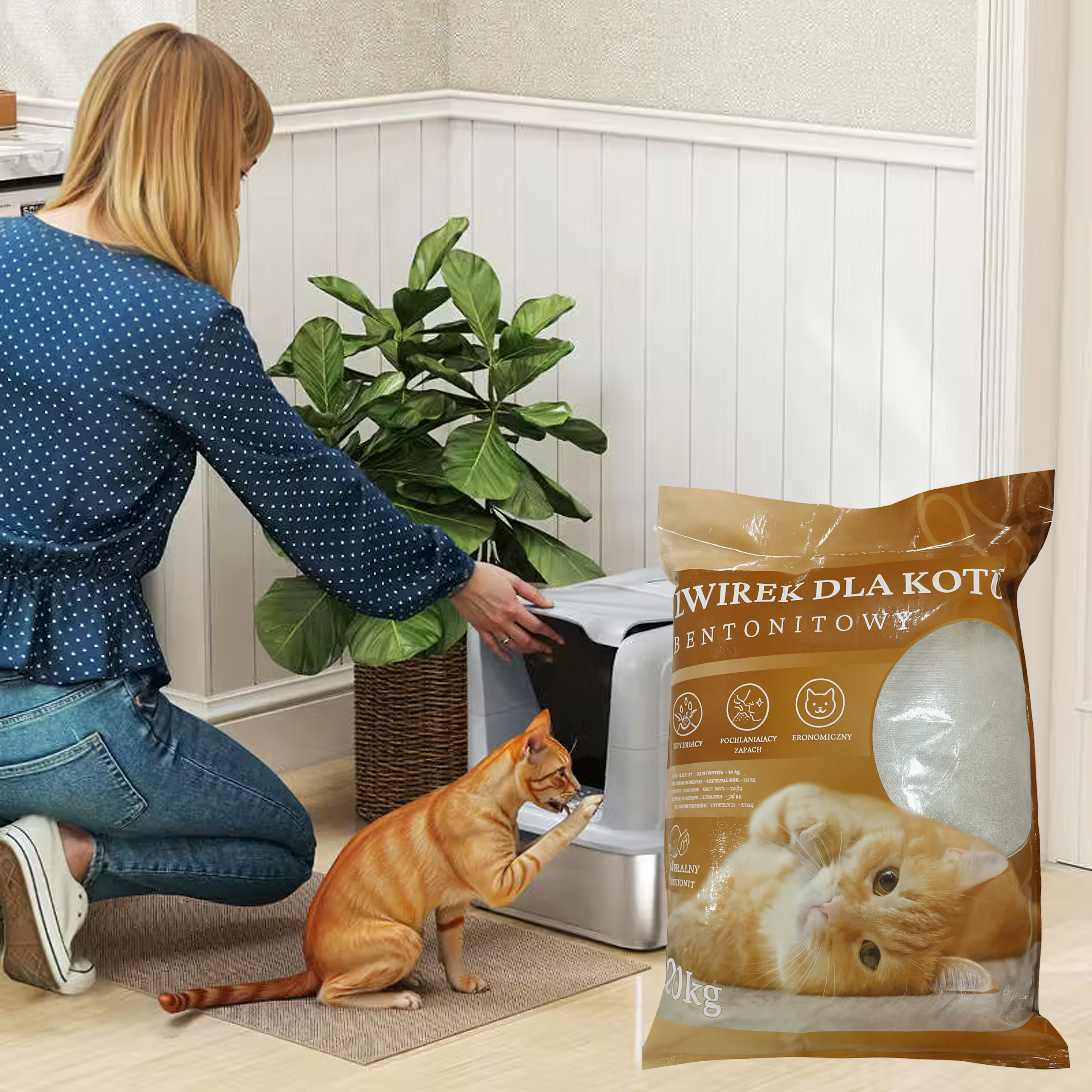 Żwirek Bentonitowy Kota Naturalny 20 kg Zbrylający Bezpyłowy Ultrachłonny - obrazek 8