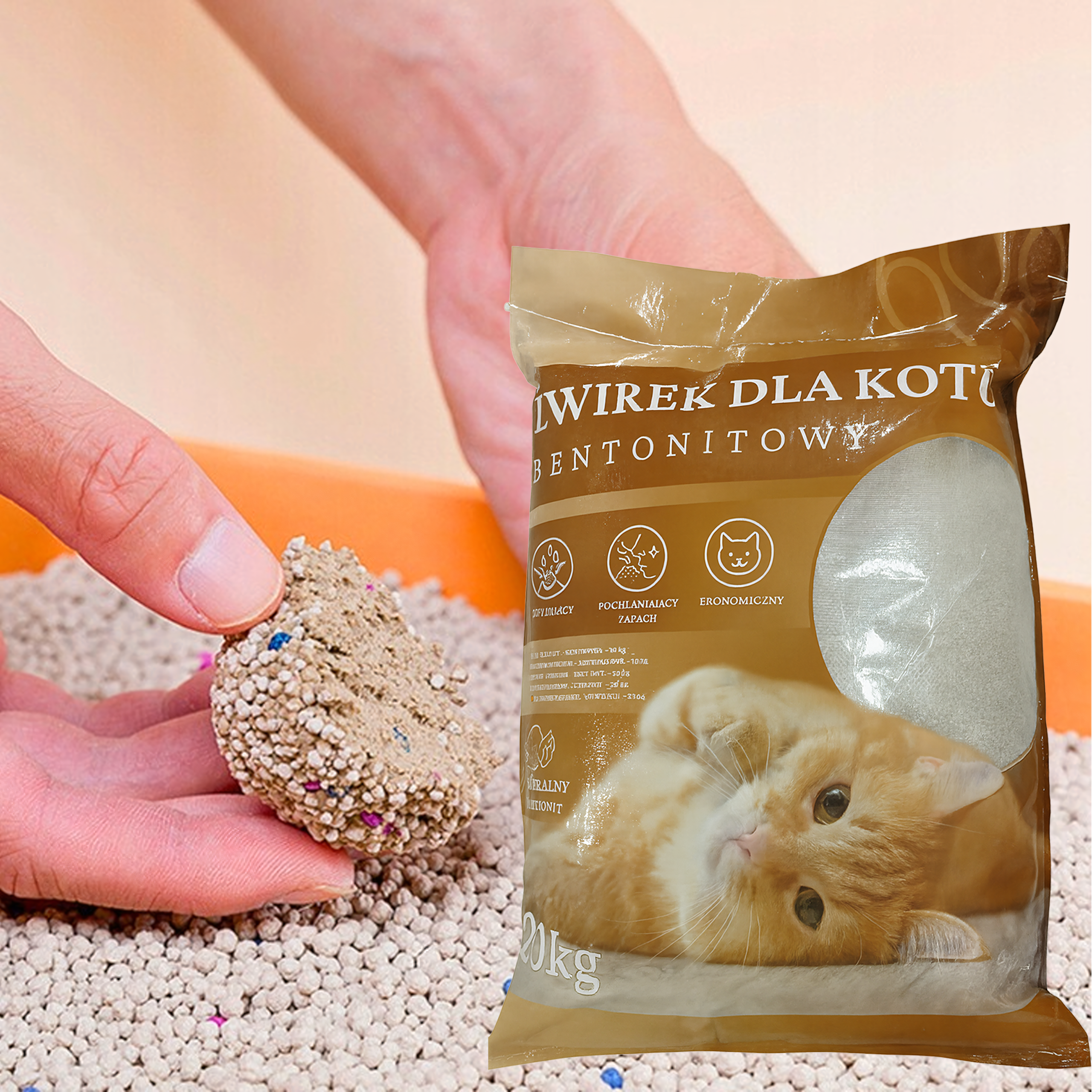 Żwirek Bentonitowy Kota Naturalny 20 kg Zbrylający Bezpyłowy Ultrachłonny - obrazek 10